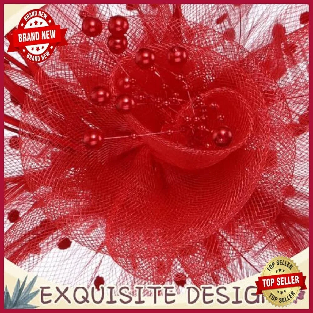 12 Pcs Fascinator Hats Feather Mesh Hair Clip Party Wedding Accessories